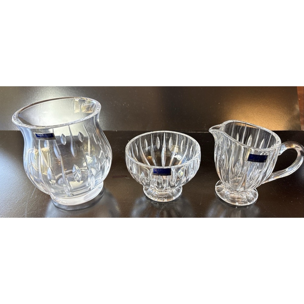 Waterford Crystal Marquis Palladia Sugar Bowl & Creamer Set w/Candle Holder (Z4D